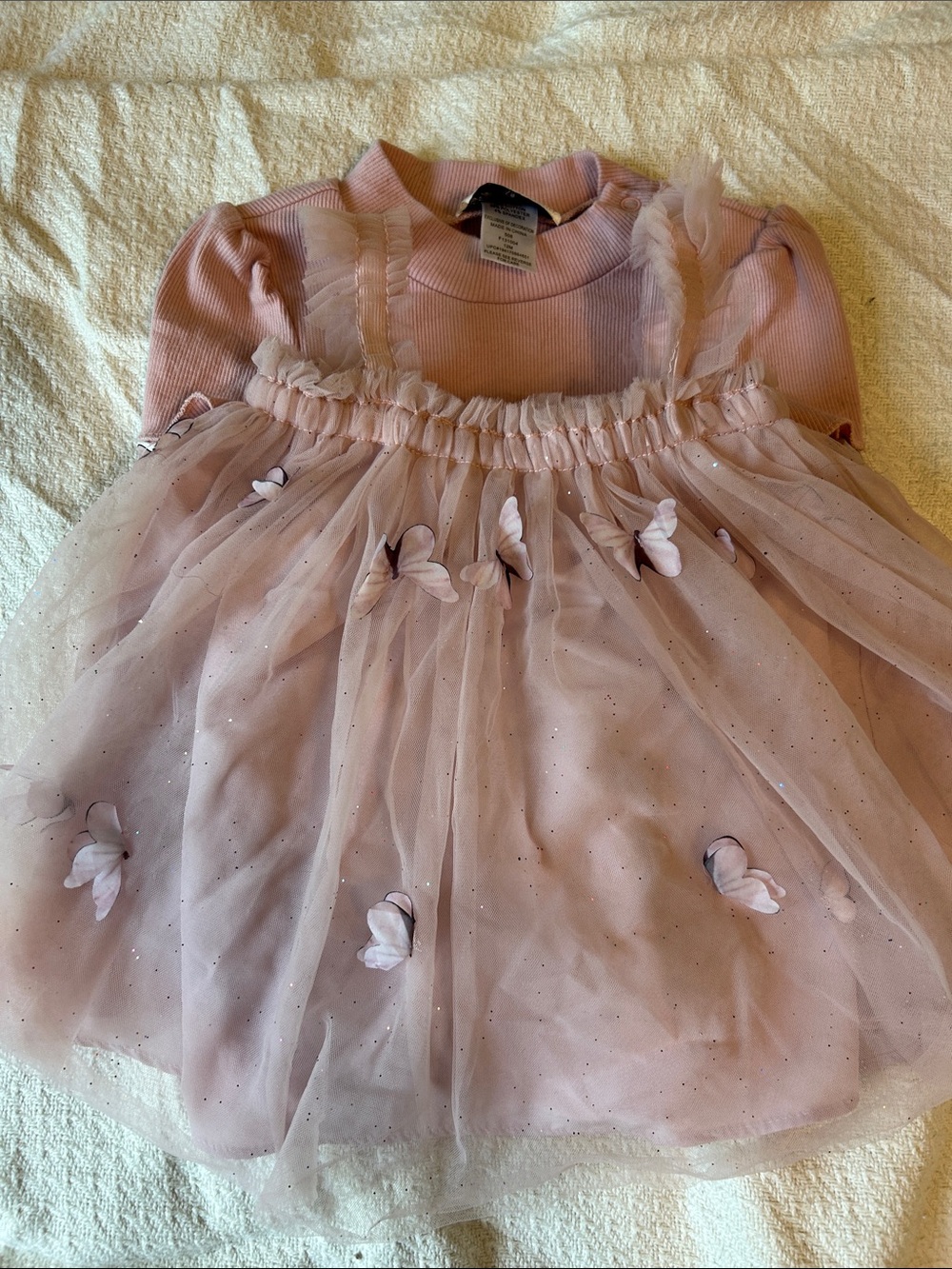 Rare Editions Pink Tulle Butterfly Party Dress